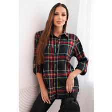 FiatalDivat Kockás ing hosszított hátrésszel A35-1 modell fekete blúz