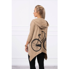 FiatalDivat Melegítő felső bicikli nyomtatással a háton modell 9139 camel szín