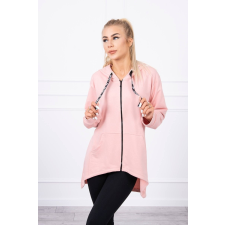 FiatalDivat Melegítő felső kapucnival és hosszabbított hátsó résszel modell 9108 púder rózsaszín női pulóver, kardigán