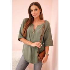 FiatalDivat Muszlin ingblúz modell 9225 khaki színű