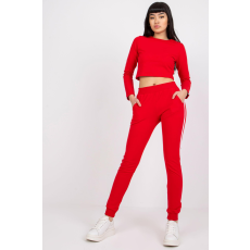 FiatalDivat Nias crop top tréningruha szett oldalsó csíkokkal, piros