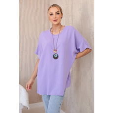 FiatalDivat Oversize blúz IT-31 színű lila medálos modellel