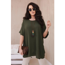 FiatalDivat Oversize blúz medállal, IT-31 modell, khaki színű blúz