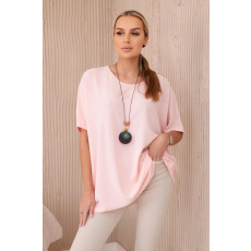 FiatalDivat Oversize blúz medálos IT-31 púderrózsaszín modellel