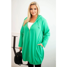 FiatalDivat Oversize cipzáras kapucnis pulóver, 6366-os modell, zöld női pulóver, kardigán
