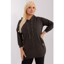 FiatalDivat Oversize kapucnis pulóver, 22196-os modell, sötét khaki színű női pulóver, kardigán