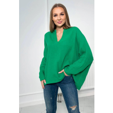 FiatalDivat Oversize muszlin blúz feltűrt ujjakkal, modell 9448 zöld blúz
