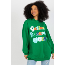 FiatalDivat Oversize pulóver kapucnival és mintával 11748 zöld női pulóver, kardigán