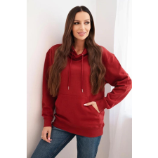 FiatalDivat Pamut kapucnis pulóver kenguruzsebbel HIT01 bordó női pulóver, kardigán