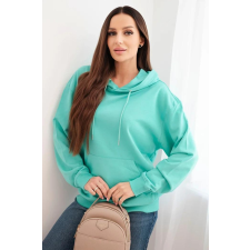 FiatalDivat Pamut kapucnis pulóver kenguruzsebbel HIT01 mentazöld női pulóver, kardigán