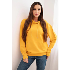 FiatalDivat Pamut kapucnis pulóver kenguruzsebbel HIT01 mustársárga