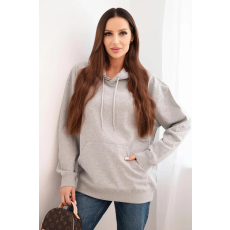 FiatalDivat Pamut kapucnis pulóver kenguruzsebbel HIT01 szürke