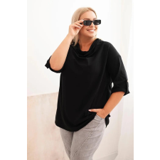 FiatalDivat Pamut oversize blúz ejtett nyakkivágással, 25195-ös modell, fekete blúz