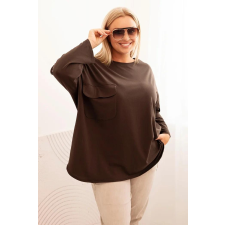 FiatalDivat Pamut oversize blúz zsebes model 25210 barna blúz