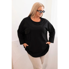 FiatalDivat Pamut oversize blúz zsebes model 25210 fekete blúz