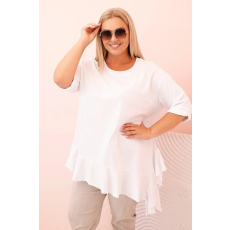 FiatalDivat Pamut oversize fodros blúz, 25196-os modell, fehér