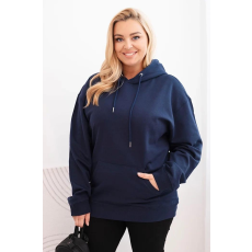 FiatalDivat Pamut oversize kapucnis kenguruzsebes pulóver HIT02 modell tengerészkék színben