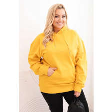 FiatalDivat Pamut oversize kapucnis kenguruzsebes pulóver HIT02 mustár színben női pulóver, kardigán