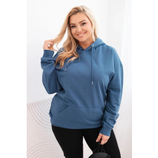 FiatalDivat Pamut oversize kapucnis pulóver kenguruzsebbel HIT02 modell farmerkék színben női pulóver, kardigán