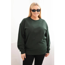 FiatalDivat Pamut oversize pulóver kerek nyakkivágással HIT04 modell sötétzöld