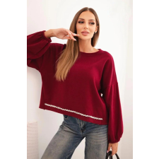 FiatalDivat Pulóver díszes alsó szegéllyel, 92581 bordó modell női pulóver, kardigán