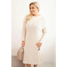 FiatalDivat Pulóver oversize ruha zsebekkel, PLS02 modell, bézs