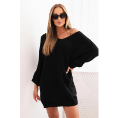 FiatalDivat Pulóver ruha szív alakú nyakkivágással, 1819-es modell, fekete