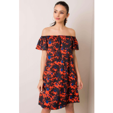 FiatalDivat Reneszánsz stílusú virágmintás ruha Kristen fekete+piros női ruha