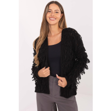 FiatalDivat Rövid kardigán pulóver rojtokkal, 30821-es modell, fekete női pulóver, kardigán