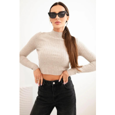 FiatalDivat Rövid pulóver blúz állógallérral ZS5135 modell bézs