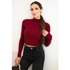 FiatalDivat Rövid pulóveres blúz állógallérral, ZS5135 bordó modell