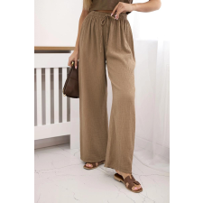 FiatalDivat Széles muszlin nadrág modell 3204 teve szín női nadrág
