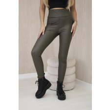 FiatalDivat Szigetelt leggings ökobőrből, TR1853 modell, khaki színű női nadrág