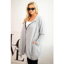 FiatalDivat Szürke oversize cipzáros kapucnis pulóver, 6366-os modell női pulóver, kardigán