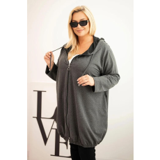FiatalDivat Túlméretezett cipzáros kapucnis pulóver, 6366 grafit színű modell