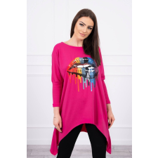 FiatalDivat Tunika szivárvány toll nyomtatással modell 9006 fukszia szín blúz