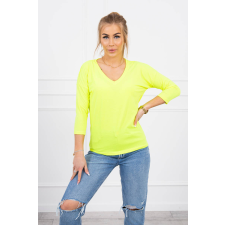 FiatalDivat V-nyakú, háromnegyedes ujjú blúz, neonsárga blúz