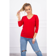 FiatalDivat V-nyakú, háromnegyedes ujjú blúz, piros blúz