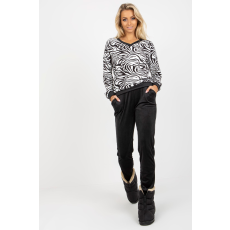FiatalDivat Velúr tréningruha szett zebra motívummal 14111 fekete+fehér