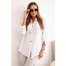 FiatalDivat Viszkóz ingblúz díszgombokkal, 61953-as modell, fehér blúz