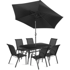 Fieldmann Comfort Steel Black 6+1 kerti bútor, szett napernyővel kerti bútor