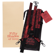 Fifty Shades of Grey A szürke ötven árnyalata - nyakhoz kötöző szett (fekete-vörös) bilincs, kötöző