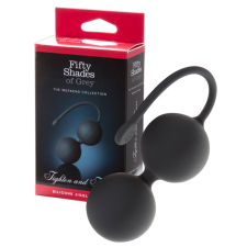 Fifty Shades of Grey Tighten and Tense szilikon gésagolyó duó - fekete kéjgolyó