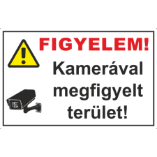  Figyelem! Kamerával megfigyelt terület!  - műanyag, 600*400mm információs tábla, állvány