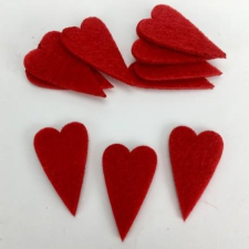  Filc hosszú szív 2,3cm x 4cm 10db/csomag dekorációs kellék