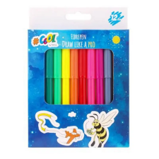  Filctoll készlet, 2 mm, COOL BY VICTORIA, 12 különböző szín filctoll, marker