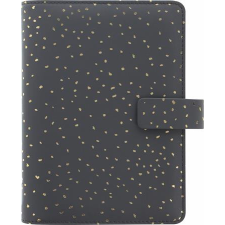FILOFAX Kalendárium, gyűrűs, betétlapokkal, personal méret, FILOFAX, "Confetti", fekete gyűrűskönyv