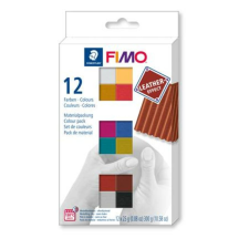 FIMO Gyurma, készlet, 12x25 g, égethető, FIMO Leather Effect , 12 különböző szín (FM8013C122) süthető gyurma