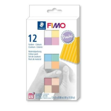 FIMO Gyurma, készlet, 12x25 g, égethető, FIMO "Soft Pastel" 12 különböző szín süthető gyurma