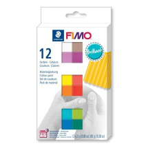 FIMO Gyurma, készlet, 12x25 g, égethető,  "Soft Brillant", 12 különböző szín gyurma